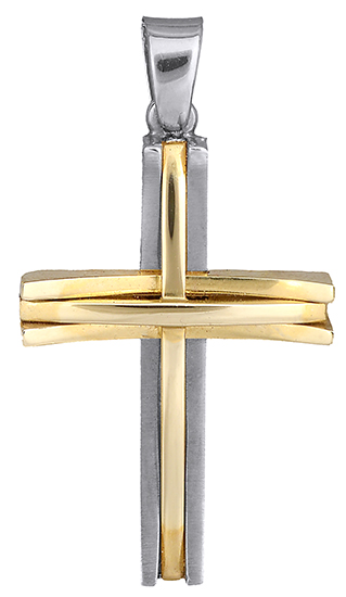 Σταυροί Βάπτισης - Αρραβώνα Ανδρικός σταυρός δίχρωμος 14Κ 014148 014148 Ανδρικό Χρυσός 14 Καράτια