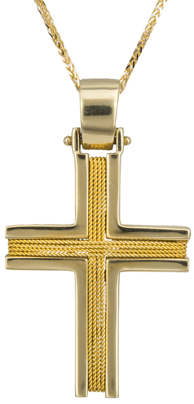 Βαπτιστικοί Σταυροί με Αλυσίδα Ανδρικός χρυσός σταυρός C014356 014356C Ανδρικό Χρυσός 14 Καράτια