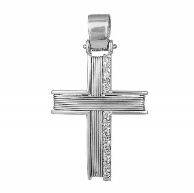 Σταυροί Βάπτισης - Αρραβώνα Λευκόχρυσος σταυρός Κ14 με σύρμα 014367 014367 Γυναικείο Χρυσός 14 Καράτια