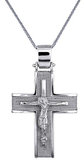 Βαπτιστικοί Σταυροί με Αλυσίδα Λευκόχρυσος Βαπτιστικός Σταυρός για Αγόρι C016562 016562C Ανδρικό Χρυσός 14 Καράτια