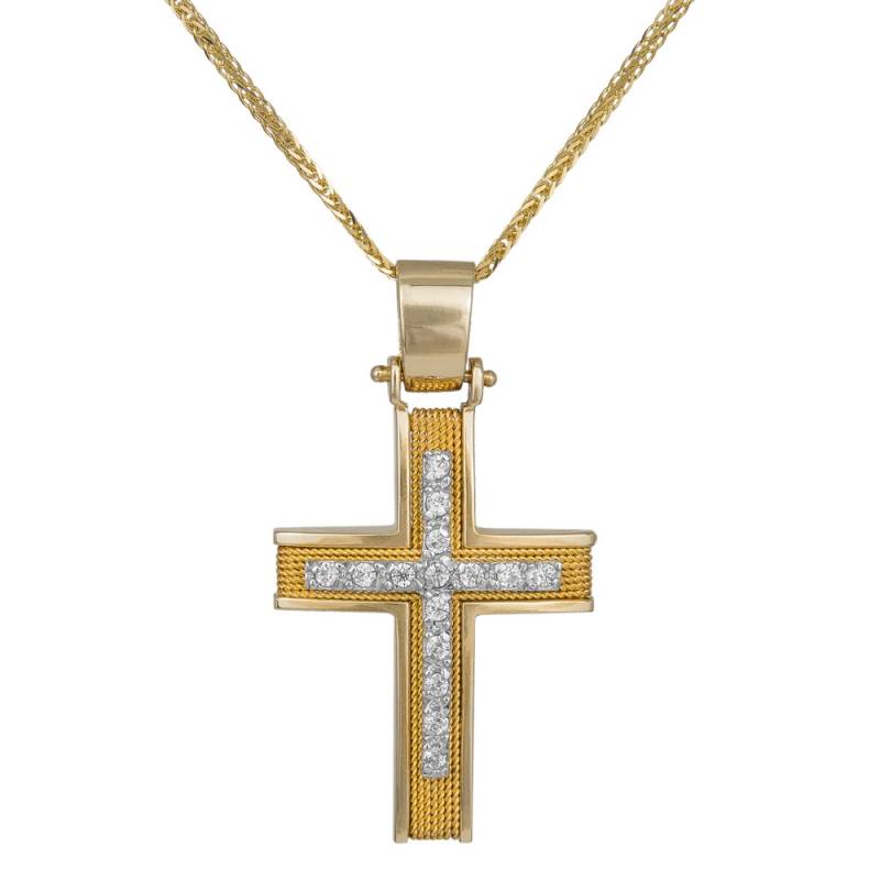 Βαπτιστικοί Σταυροί με Αλυσίδα Χρυσός γυναικείος σταυρός Κ14 C016567 016567C Γυναικείο Χρυσός 14 Καράτια