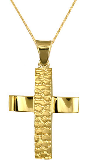 Βαπτιστικοί Σταυροί με Αλυσίδα Ανδρικοί Σταυροί Οικονομικοί 016728C Ανδρικό Χρυσός 14 Καράτια