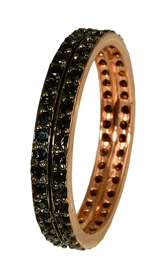 Δαχτυλίδι Βέρα με Μαύρες Πέτρες 016943 Χρυσός 14 Καράτια