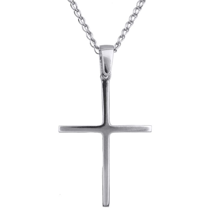 Βαπτιστικοί Σταυροί με Αλυσίδα Λευκόχρυσος σταυρός Κ9 C017256 017256C Ανδρικό Χρυσός 9 Καράτια