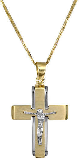 Βαπτιστικοί Σταυροί με Αλυσίδα Ανδρικός σταυρός c017375 017375C Ανδρικό Χρυσός 14 Καράτια