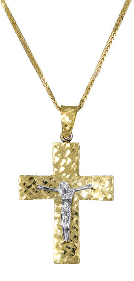 Βαπτιστικοί Σταυροί με Αλυσίδα Ανδρικός χρυσό σταυρός με αλυσίδα 017379C Ανδρικό Χρυσός 14 Καράτια