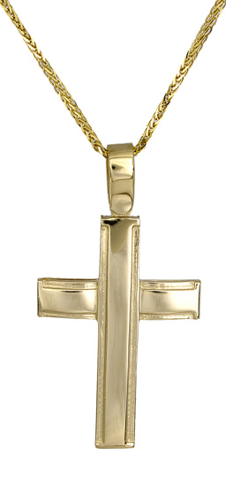 Βαπτιστικοί Σταυροί με Αλυσίδα Ανδρικός σταυρός c017422 017422C Ανδρικό Χρυσός 14 Καράτια