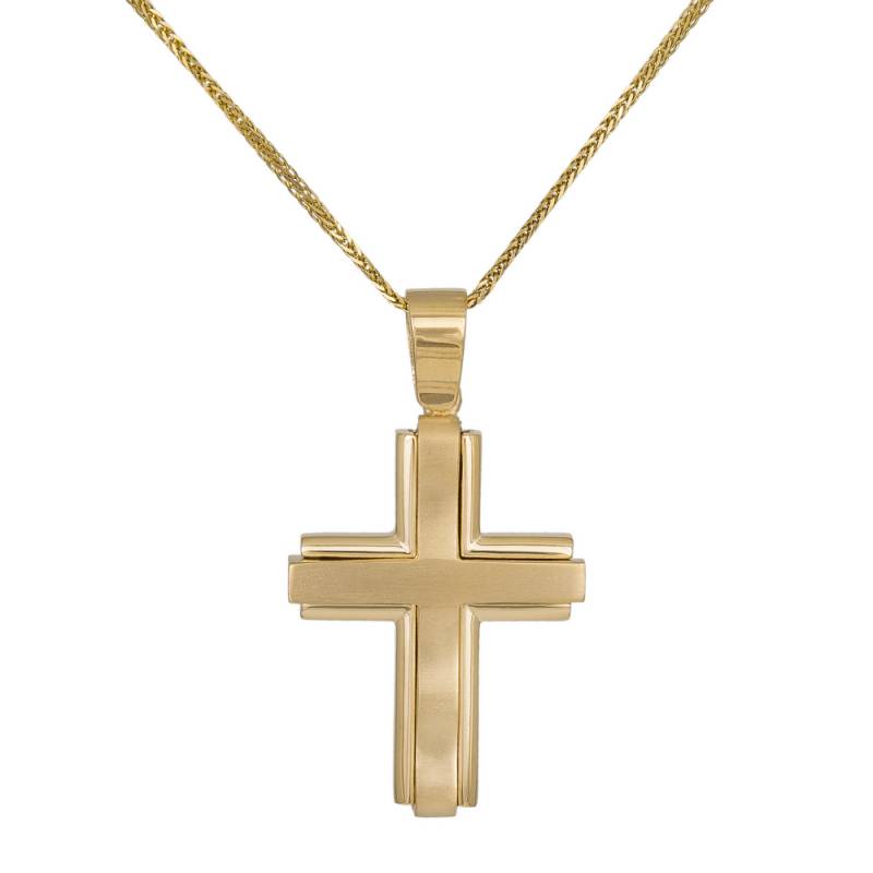 Βαπτιστικοί Σταυροί με Αλυσίδα Χρυσός σταυρός Κ18 c017500 017500C Ανδρικό Χρυσός 18 Καράτια