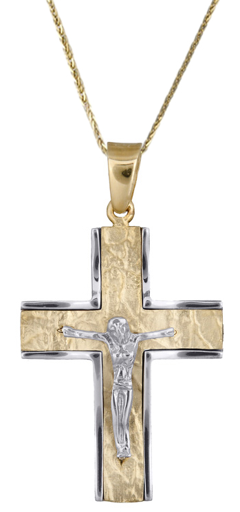 Βαπτιστικοί Σταυροί με Αλυσίδα Ανδρικός σταυρός c017853 017853C Ανδρικό Χρυσός 14 Καράτια