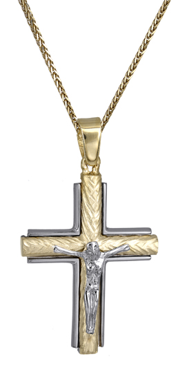 Βαπτιστικοί Σταυροί με Αλυσίδα Ανδρικός σταυρός 14Κ c018154 018154C Ανδρικό Χρυσός 14 Καράτια