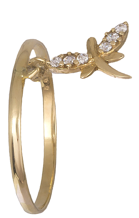 Γυναικείο δαχτυλίδι με λιβελούλα 14Κ 019186 019186 Χρυσός 14 Καράτια