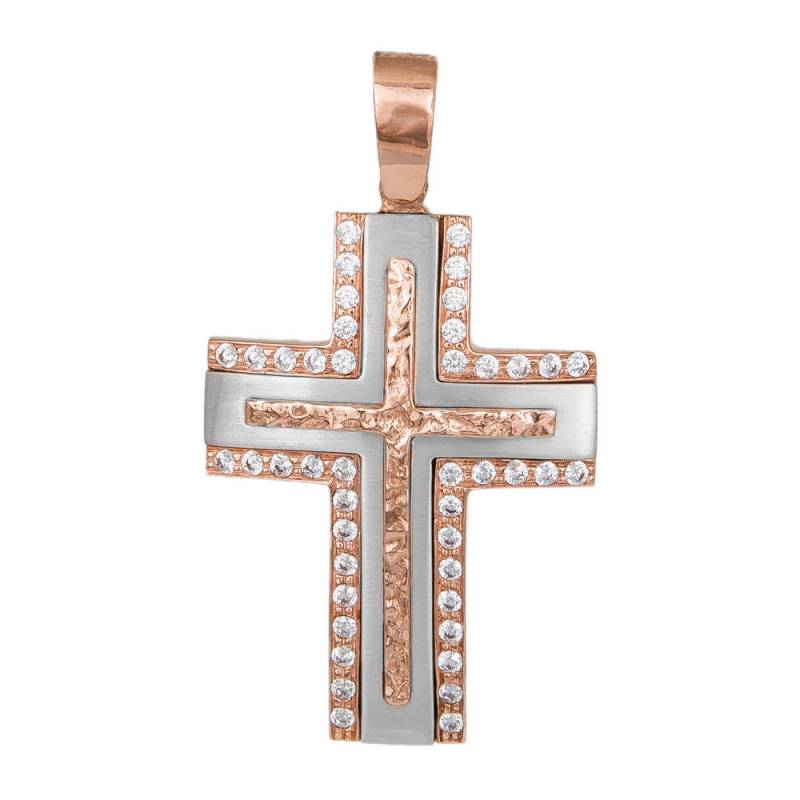 Σταυροί Βάπτισης - Αρραβώνα Γυναικείος ροζ gold σταυρός 14Κ 020306 020306 Γυναικείο Χρυσός 14 Καράτια