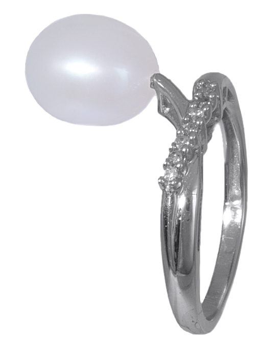 Δαχτυλίδι λευκόχρυσο 14Κ με μαργαριτάρι & διαμάντια 020897 020897 Χρυσός 14 Καράτια