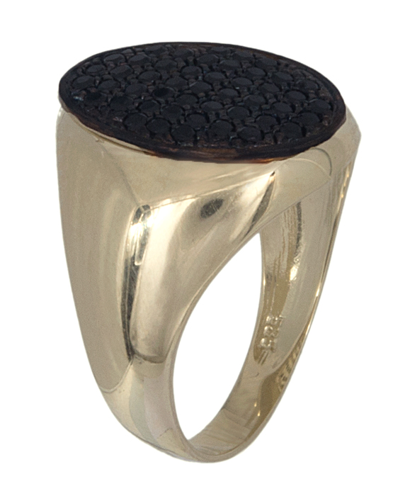 Δαχτυλίδι σεβαλιέ με μαύρες πέτρες Κ14 020943 020943 Χρυσός 14 Καράτια