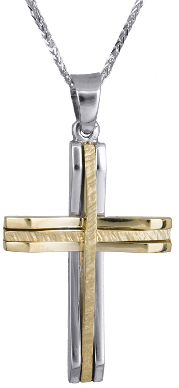 Βαπτιστικοί Σταυροί με Αλυσίδα Αντρικός σταυρός με αλυσίδα C021422 021422C Ανδρικό Χρυσός 14 Καράτια
