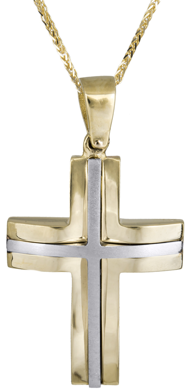 Βαπτιστικοί Σταυροί με Αλυσίδα Αντρικός σταυρός με καδένα 14Κ C021455 021455C Ανδρικό Χρυσός 14 Καράτια