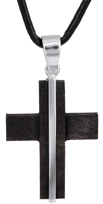 Βαπτιστικοί Σταυροί με Αλυσίδα Λευκόχρυσος αντρικός σταυρός με έβενο Κ14 C021898 021898C Ανδρικό Χρυσός 14 Καράτια