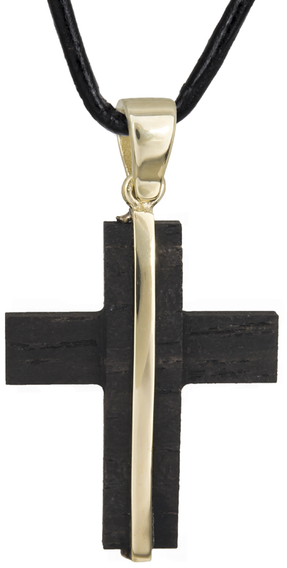 Βαπτιστικοί Σταυροί με Αλυσίδα Αντρικός χρυσός σταυρός με έβενο Κ14 C021910 021910C Ανδρικό Χρυσός 14 Καράτια