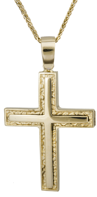 Βαπτιστικοί Σταυροί με Αλυσίδα Χρυσός σταυρός βάπτισης 14Κ C022125 022125C Ανδρικό Χρυσός 14 Καράτια