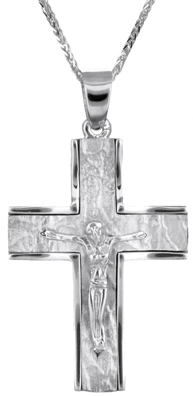 Βαπτιστικοί Σταυροί με Αλυσίδα Ανδρικός λευκόχρυσος σταυρός Κ14 C022796 022796C Ανδρικό Χρυσός 14 Καράτια