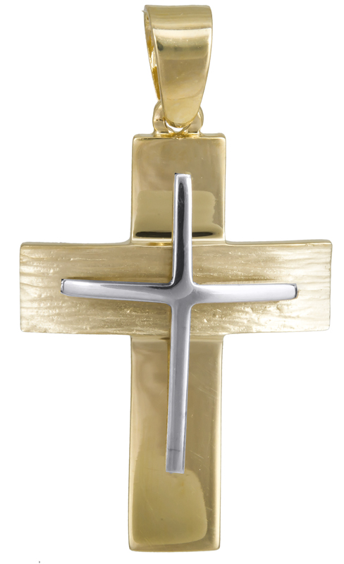Σταυροί Βάπτισης - Αρραβώνα Αντρικός δίχρωμος σταυρός 14Κ 022813 022813 Ανδρικό Χρυσός 14 Καράτια