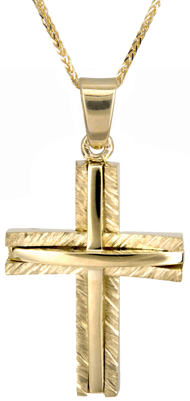 Βαπτιστικοί Σταυροί με Αλυσίδα Αντρικός χρυσός σταυρός με καδένα Κ14 C022864 022864C Ανδρικό Χρυσός 14 Καράτια