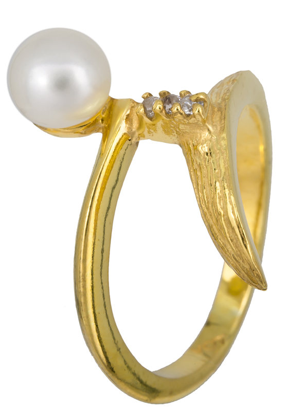 Επιχρυσωμένο δαχτυλίδι με μαργαριτάρι 022917 022917 Ασήμι