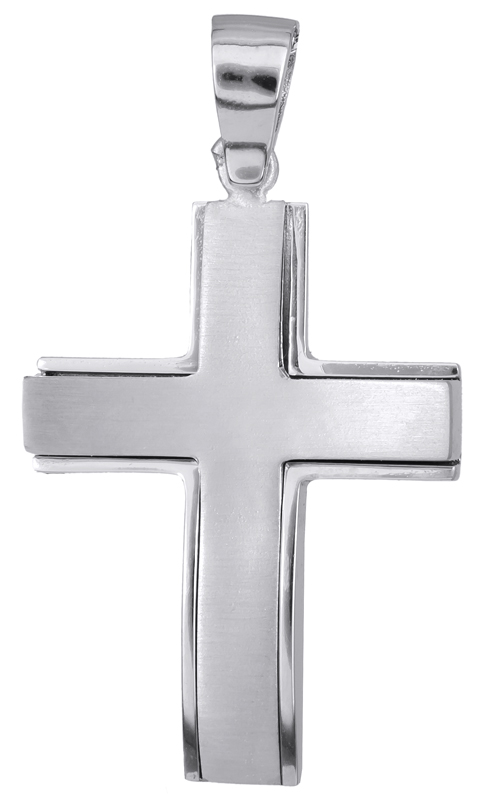 Σταυροί Βάπτισης - Αρραβώνα Λευκόχρυσος αντρικός σταυρός Κ14 023282 023282 Ανδρικό Χρυσός 14 Καράτια