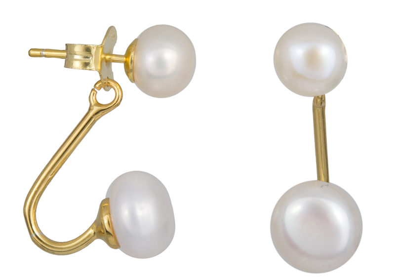 Γυναικεία σκουλαρίκια με διπλά μαργαριτάρια 925 023669 023669 Ασήμι