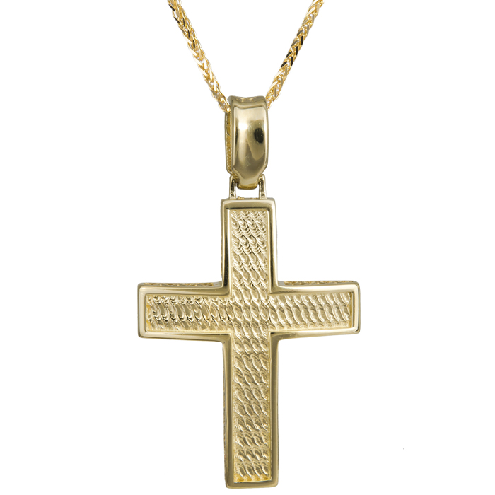 Βαπτιστικοί Σταυροί με Αλυσίδα Ανάγλυφος σταυρός με αλυσίδα Κ14 024237C 024237C Ανδρικό Χρυσός 14 Καράτια
