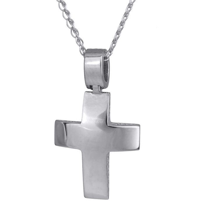 Βαπτιστικοί Σταυροί με Αλυσίδα Λευκόχρυσος σταυρός Κ14 με αλυσίδα 024272C 024272C Ανδρικό Χρυσός 14 Καράτια