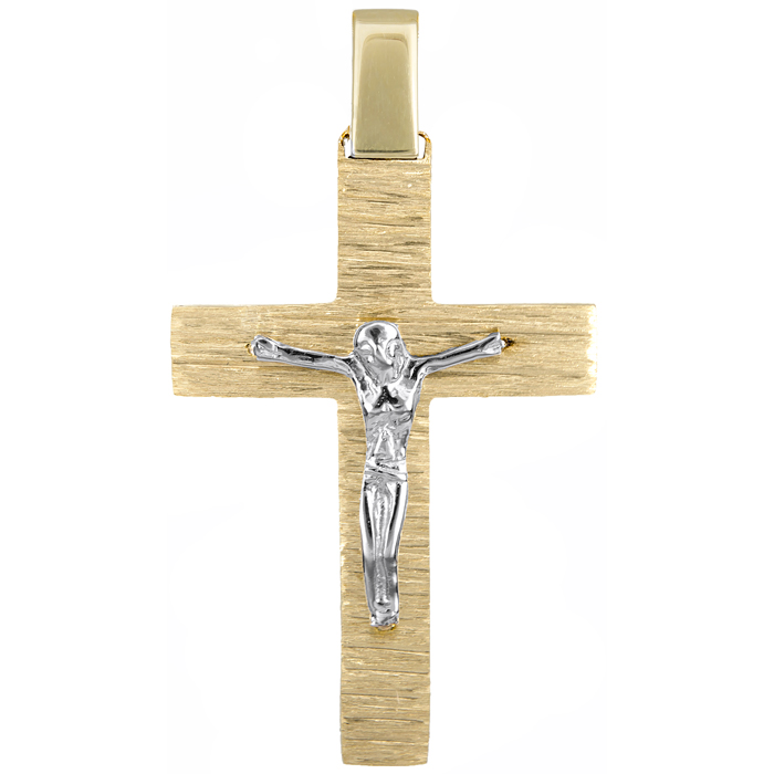 Σταυροί Βάπτισης - Αρραβώνα Αντρικός σταυρός διπλής όψεως Κ18 024695 024695 Ανδρικό Χρυσός 18 Καράτια
