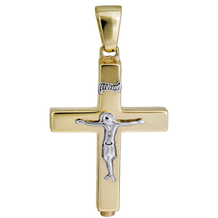Σταυροί Βάπτισης - Αρραβώνα Αντρικός σταυρός με τον Εσταυρωμένο 14Κ 024974 024974 Ανδρικό Χρυσός 14 Καράτια