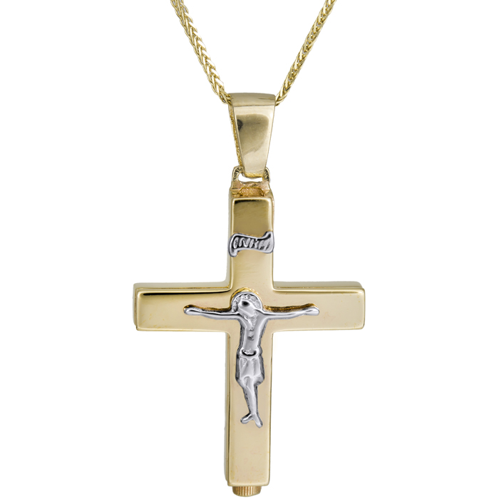 Βαπτιστικοί Σταυροί με Αλυσίδα Αντρικός σταυρός με τον Εσταυρωμένο 14Κ με αλυσίδα 024974C 024974C Ανδρικό Χρυσός 14 Καράτια