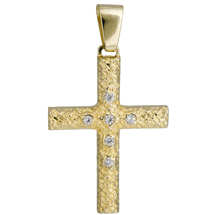 Σταυροί Βάπτισης - Αρραβώνα Ανάγλυφος γυναικείος σταυρός 14Κ 024977 024977 Γυναικείο Χρυσός 14 Καράτια