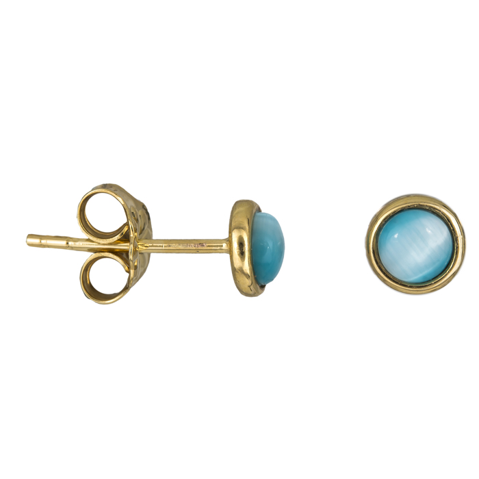 Χρυσά σκουλαρίκια με γαλάζια πέτρα Κ14 025003 025003 Χρυσός 14 Καράτια