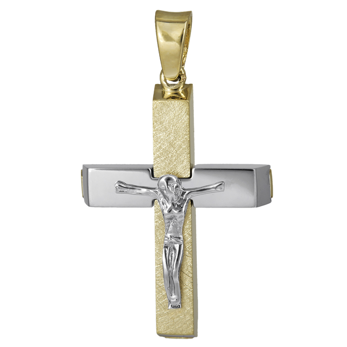 Σταυροί Βάπτισης - Αρραβώνα Αντρικός σταυρός 18Κ με τον Εσταυρωμένο 025607 025607 Ανδρικό Χρυσός 18 Καράτια