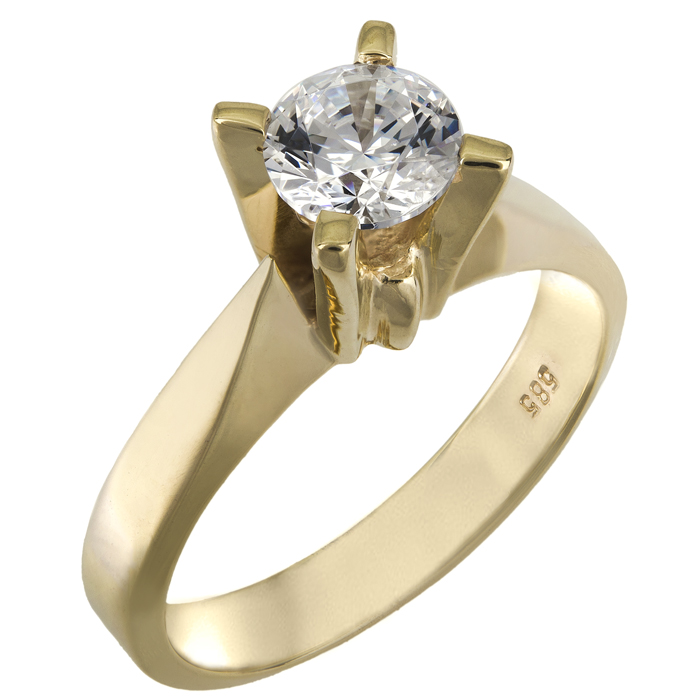 Δαχτυλίδι μονόπετρο χρυσό Κ14 με πέτρα swarovski 025850 025850 Χρυσός 14 Καράτια