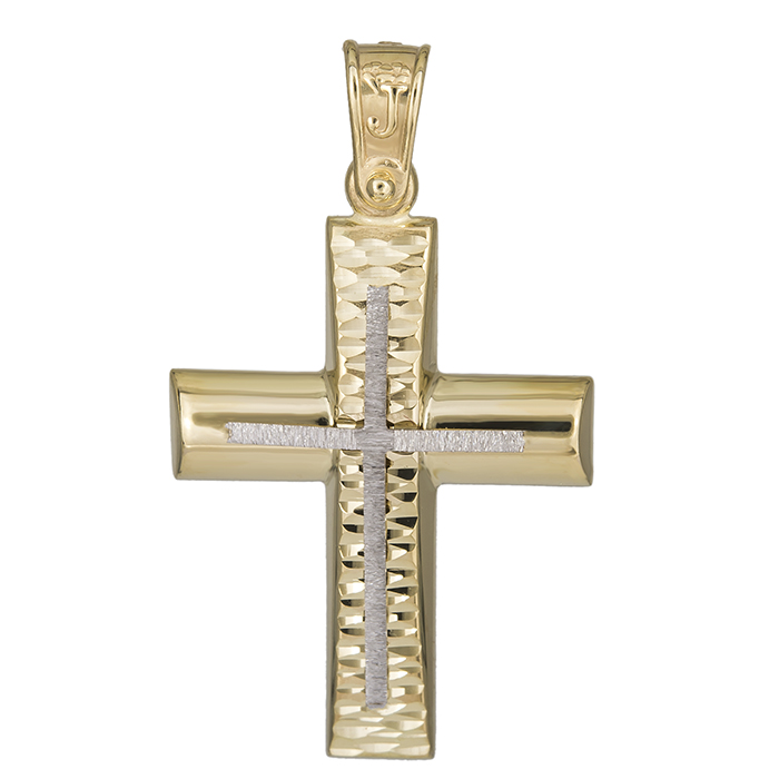 Σταυροί Βάπτισης - Αρραβώνα Χρυσός αντρικός σταυρός Κ14 με ανάγλυφο 026177 026177 Ανδρικό Χρυσός 14 Καράτια