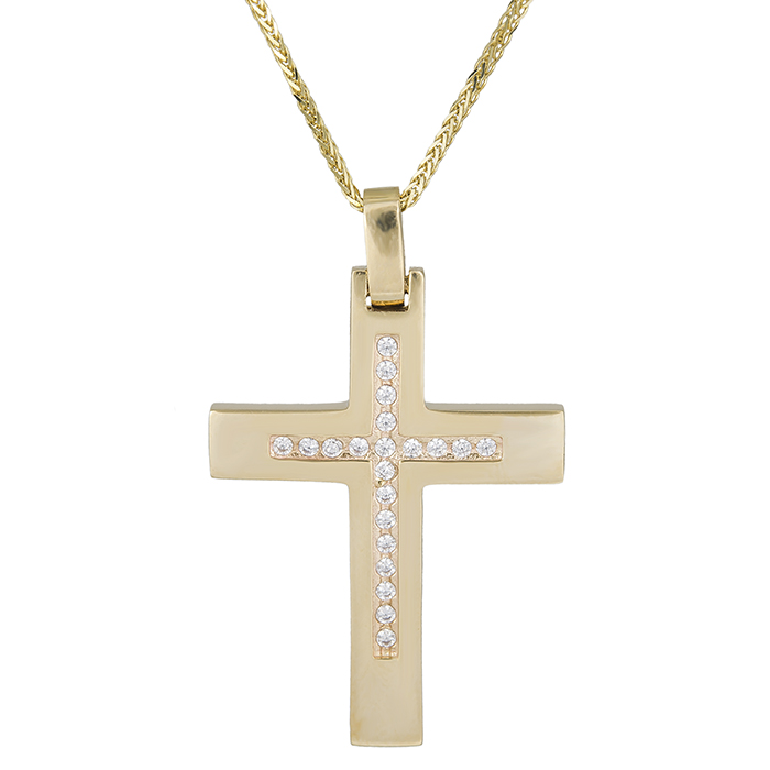 Βαπτιστικοί Σταυροί με Αλυσίδα Γυναικείος σταυρός Κ14 με αλυσίδα 026321C 026321C Γυναικείο Χρυσός 14 Καράτια