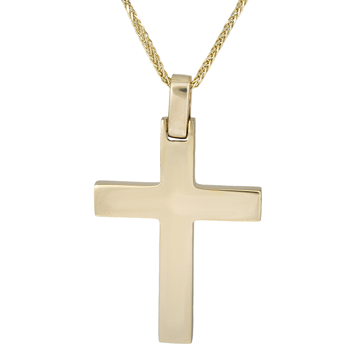 Βαπτιστικοί Σταυροί με Αλυσίδα Αντρικός σταυρός χρυσός Κ14 με αλυσίδα 026323C 026323C Ανδρικό Χρυσός 14 Καράτια