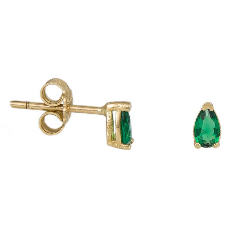 Χρυσά σκουλαρίκια με πράσινη συνθετική πέτρα Κ14 026476 026476 Χρυσός 14 Καράτια