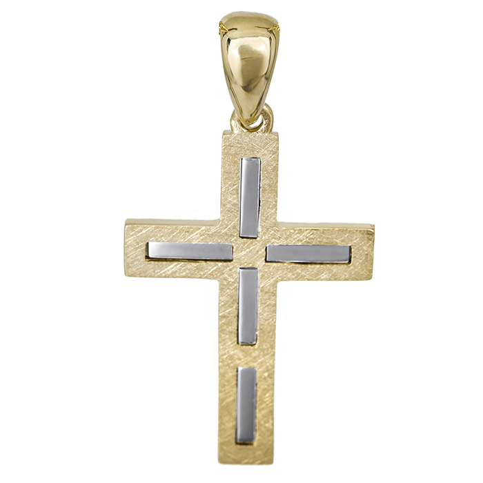 Σταυροί Βάπτισης - Αρραβώνα Βαπτιστικός σταυρός Κ14 διπλής όψεως 026769 026769 Ανδρικό Χρυσός 14 Καράτια
