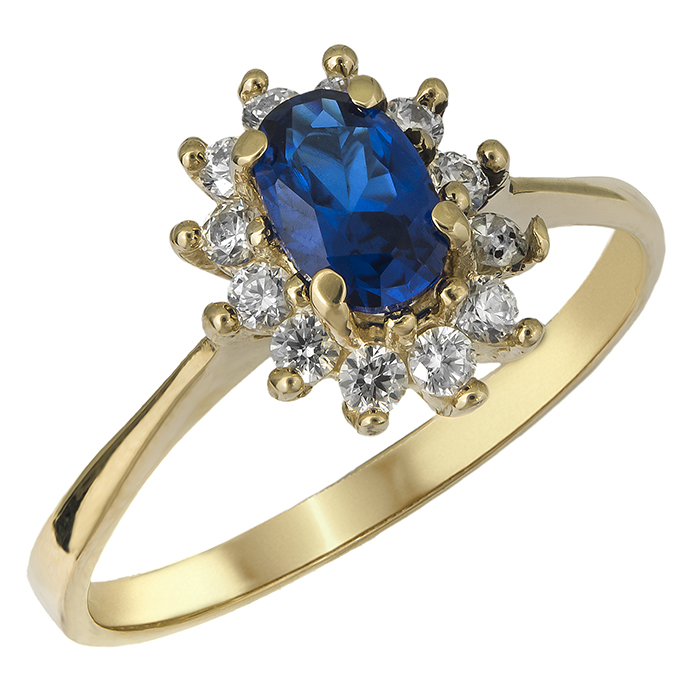 Δαχτυλίδι ροζέτα με μπλε πέτρα Κ14 027987 027987 Χρυσός 14 Καράτια
