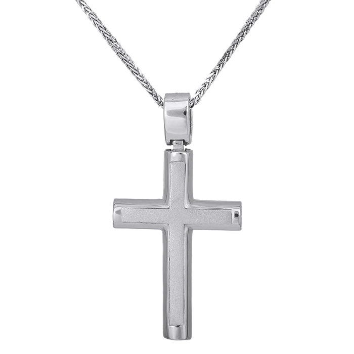 Βαπτιστικοί Σταυροί με Αλυσίδα Aντρικός σταυρός με αλυσίδα Κ14 λευκόχρυσος 028510C 028510C Ανδρικό Χρυσός 14 Καράτια