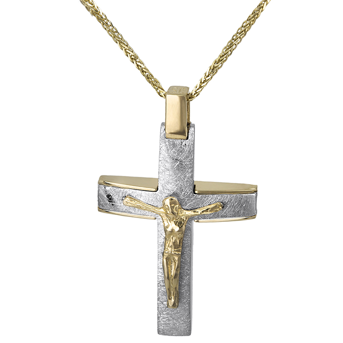 Βαπτιστικοί Σταυροί με Αλυσίδα Δίχρωμος σταυρός Κ18 με τον Εσταυρωμένο με αλυσίδα 029131C 029131C Ανδρικό Χρυσός 18 Καράτια -  - 