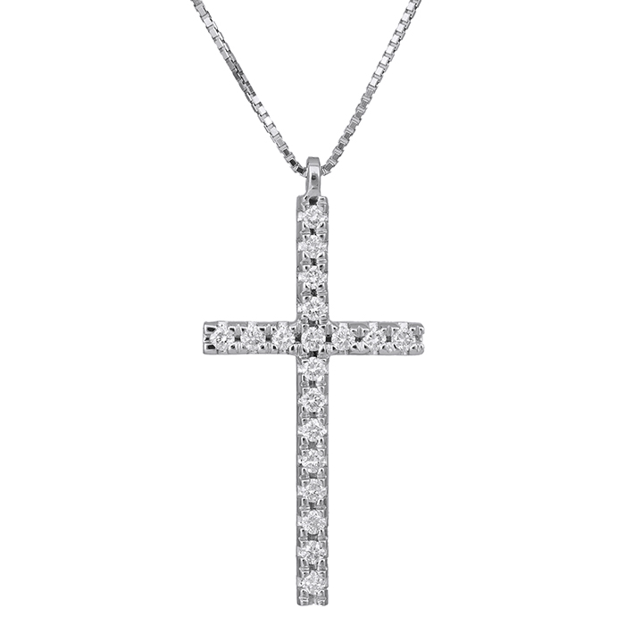 Βαπτιστικοί Σταυροί με Αλυσίδα Γυναικείος σταυρός με μπριγιάν Κ18 029813 029813 Γυναικείο Χρυσός 18 Καράτια
