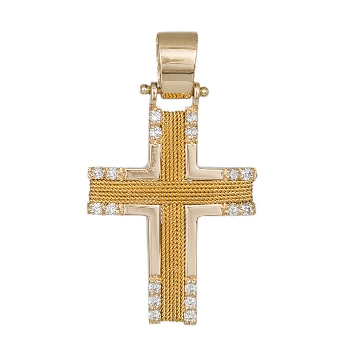 Σταυροί Βάπτισης - Αρραβώνα Γυναικείος συρματερός σταυρός με διαμάντια Κ18 030423 030423 Γυναικείο Χρυσός 18 Καράτια