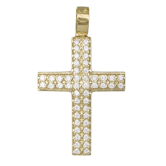 Σταυροί Βάπτισης - Αρραβώνα Γυναικείος πετράτος σταυρός Κ14 030968 030968 Γυναικείο Χρυσός 14 Καράτια
