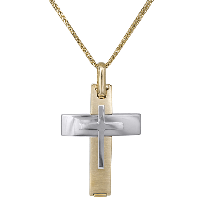 Βαπτιστικοί Σταυροί με Αλυσίδα Ανδρικός σταυρός Κ14 δίχρωμος με αλυσίδα 030969C 030969C Ανδρικό Χρυσός 14 Καράτια